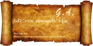 Görcs Annamária névjegykártya